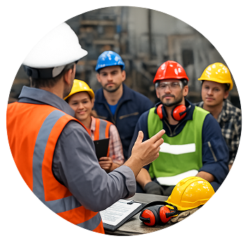 equipe de trabalho de obra em reunião